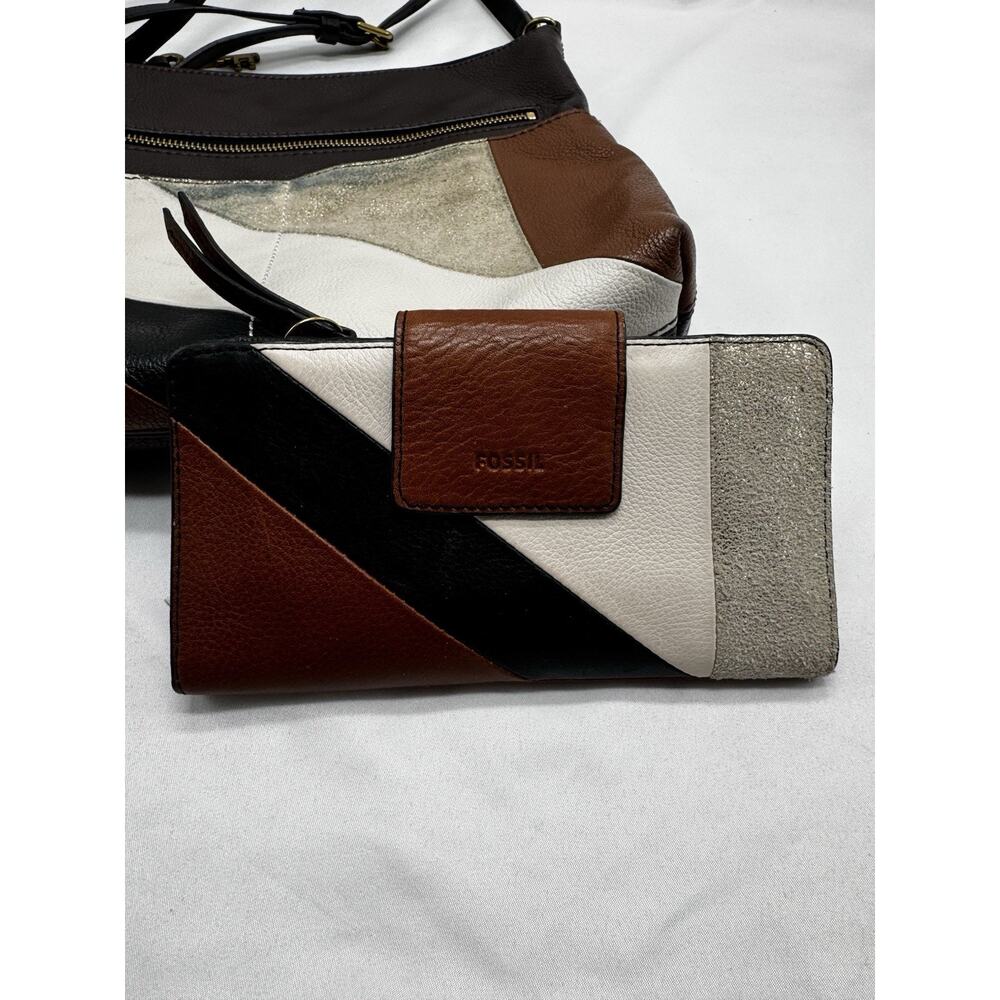 Fossil Fiona Color-Block Patchwork Leather Large … - image 3